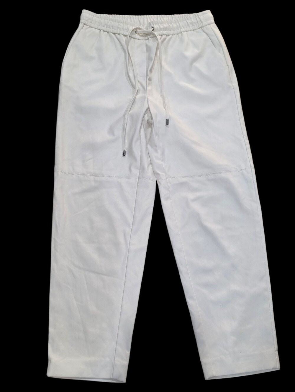 Nwot Calvin Klein White Faux Leather Drawstring Jogger Pants Size 4 Minimalist
